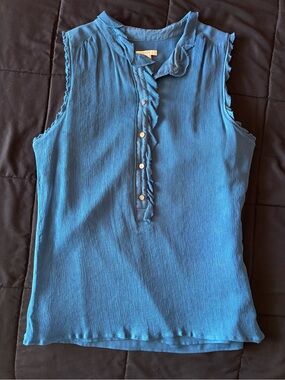 J. Crew Sleeveless Ruffle-Trim Camisole - Blue